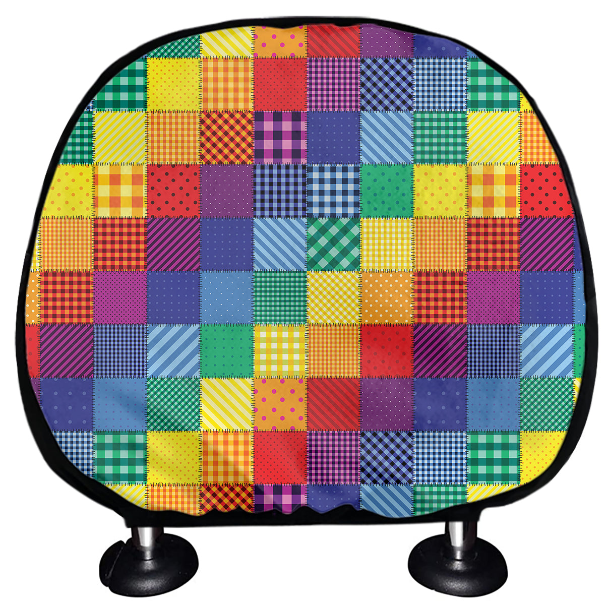 Rainbow Patchwork Pattern Print Car Headrest Covers