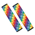 Rainbow Patchwork Pattern Print Car Seat Belt Covers