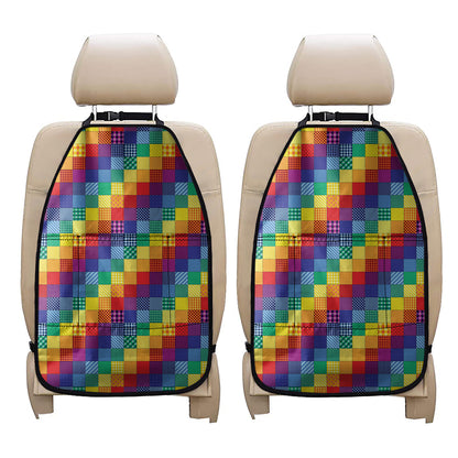 Rainbow Patchwork Pattern Print Car Seat Organizers
