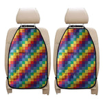 Rainbow Patchwork Pattern Print Car Seat Organizers