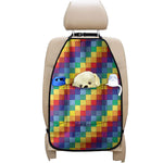 Rainbow Patchwork Pattern Print Car Seat Organizers