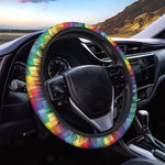 Rainbow Patchwork Pattern Print Car Steering Wheel Cover