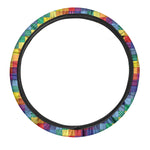Rainbow Patchwork Pattern Print Car Steering Wheel Cover