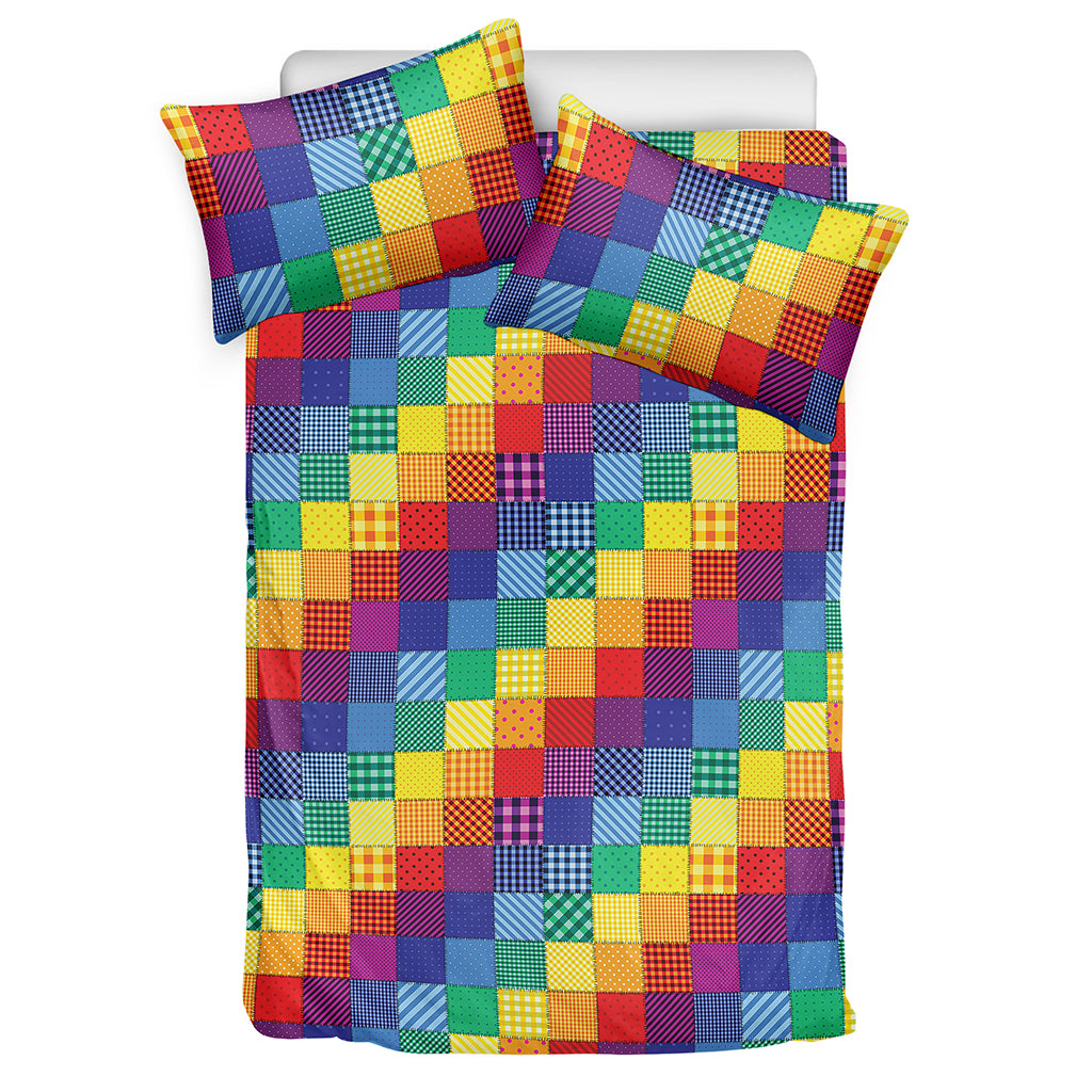 Rainbow Patchwork Pattern Print Duvet Cover Bedding Set