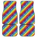 Rainbow Patchwork Pattern Print Front and Back Car Floor Mats