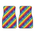Rainbow Patchwork Pattern Print Front Car Floor Mats