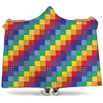 Rainbow Patchwork Pattern Print Hooded Blanket
