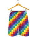 Rainbow Patchwork Pattern Print Men's Shorts