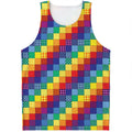Rainbow Patchwork Pattern Print Men's Tank Top