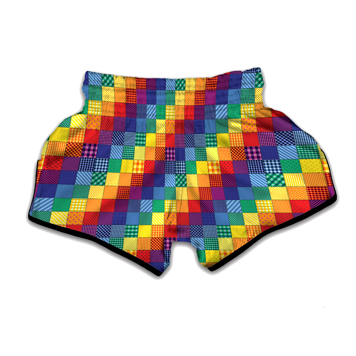 Rainbow Patchwork Pattern Print Muay Thai Boxing Shorts