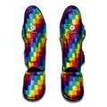 Rainbow Patchwork Pattern Print Muay Thai Shin Guards