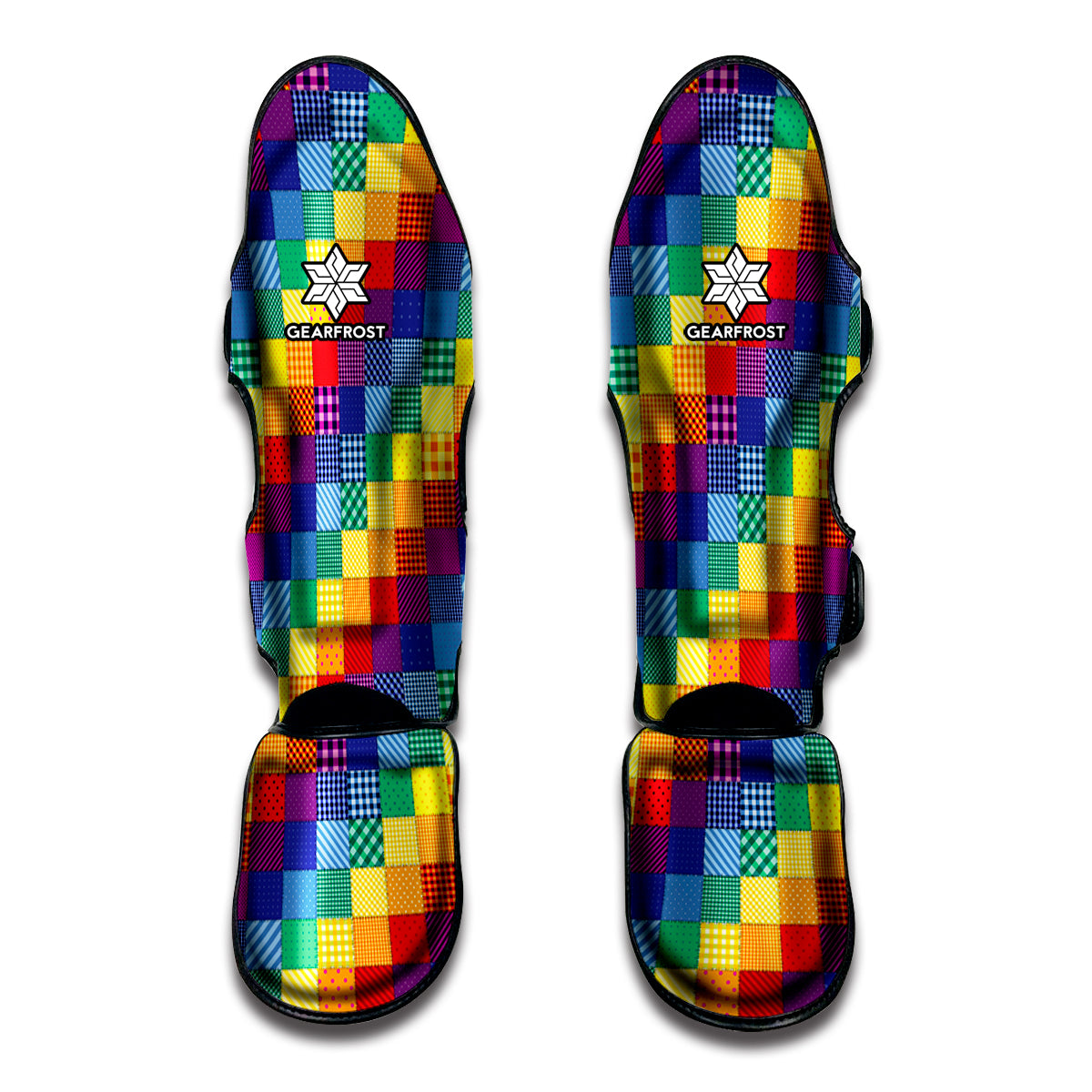 Rainbow Patchwork Pattern Print Muay Thai Shin Guard