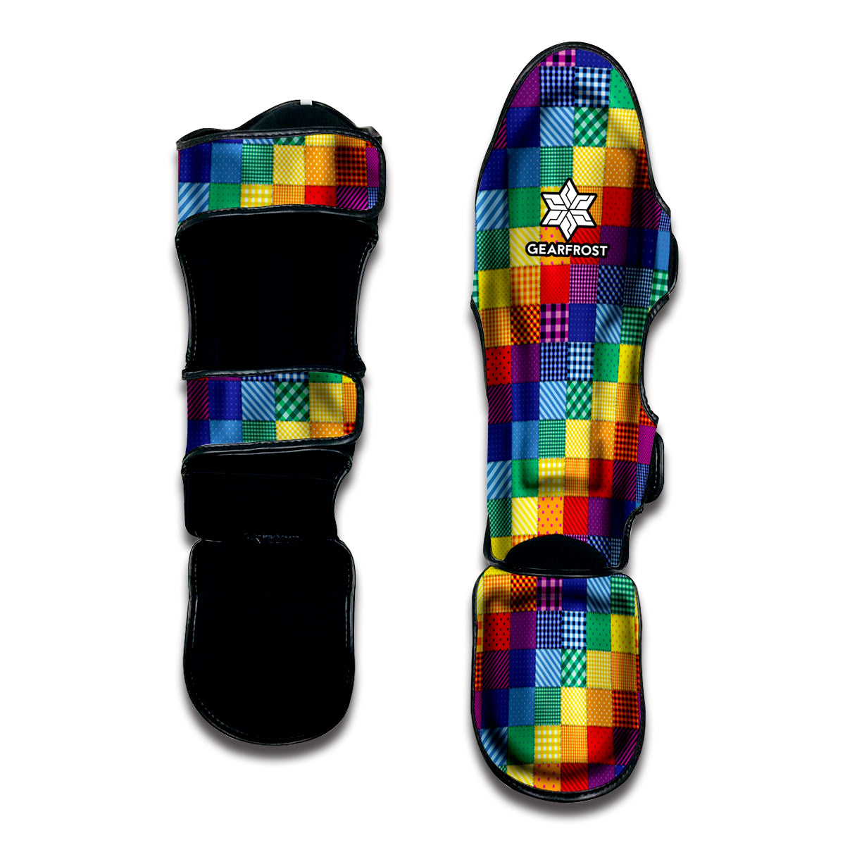 Rainbow Patchwork Pattern Print Muay Thai Shin Guard