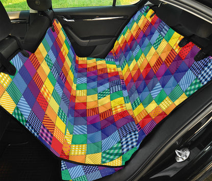 Rainbow Patchwork Pattern Print Pet Car Back Seat Cover