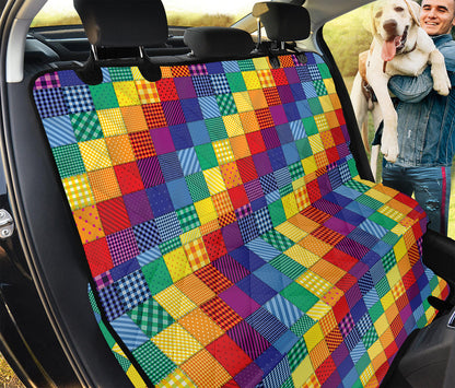 Rainbow Patchwork Pattern Print Pet Car Back Seat Cover