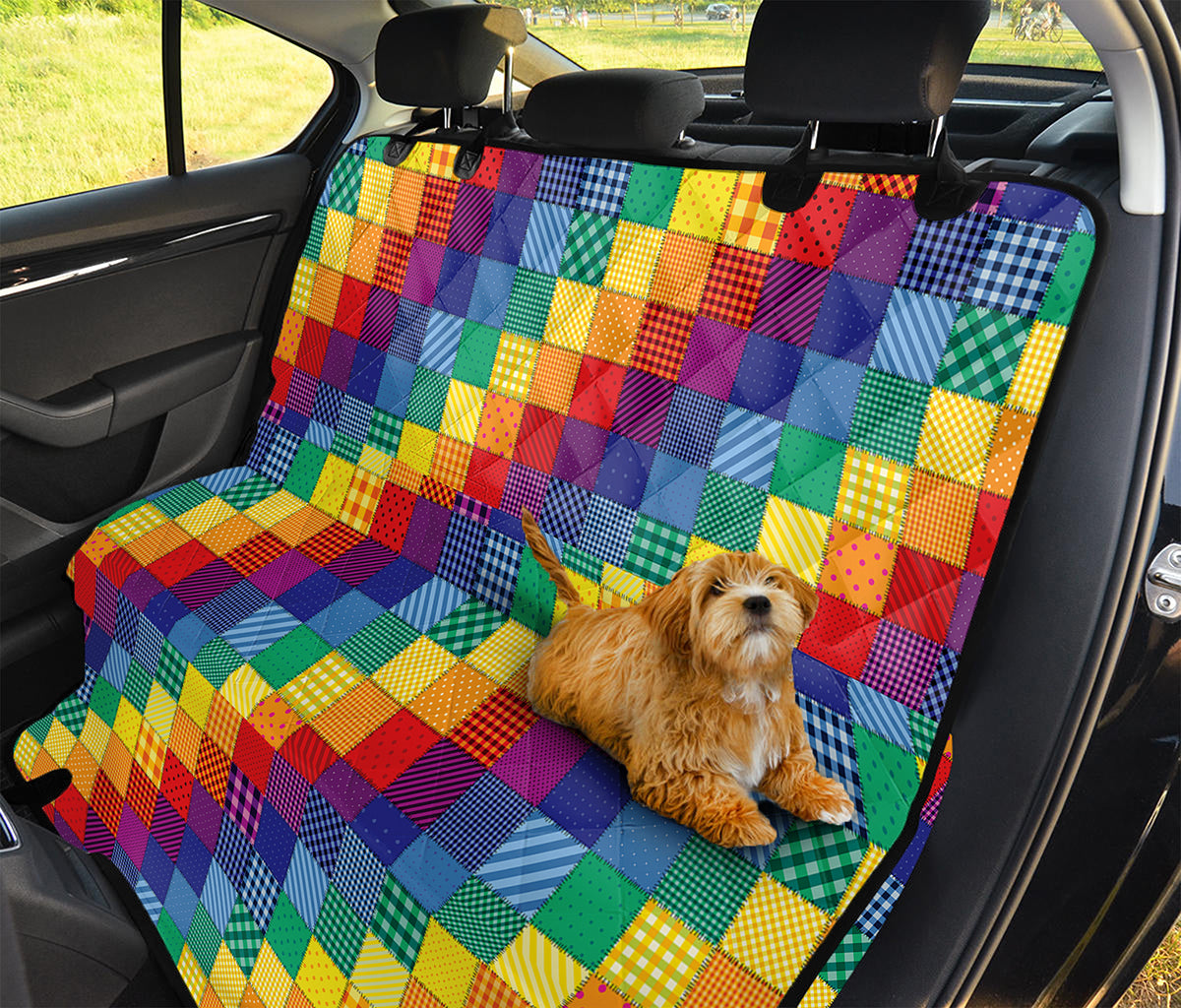 Rainbow Patchwork Pattern Print Pet Car Back Seat Cover