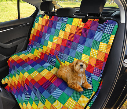 Rainbow Patchwork Pattern Print Pet Car Back Seat Cover