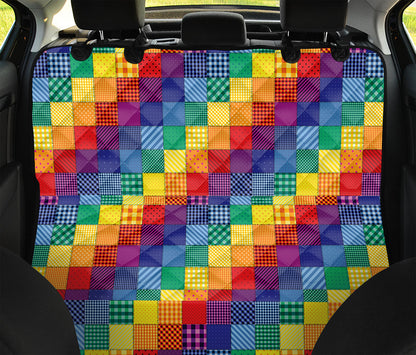 Rainbow Patchwork Pattern Print Pet Car Back Seat Cover