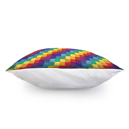 Rainbow Patchwork Pattern Print Pillow Cover
