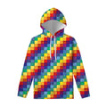 Rainbow Patchwork Pattern Print Pullover Hoodie