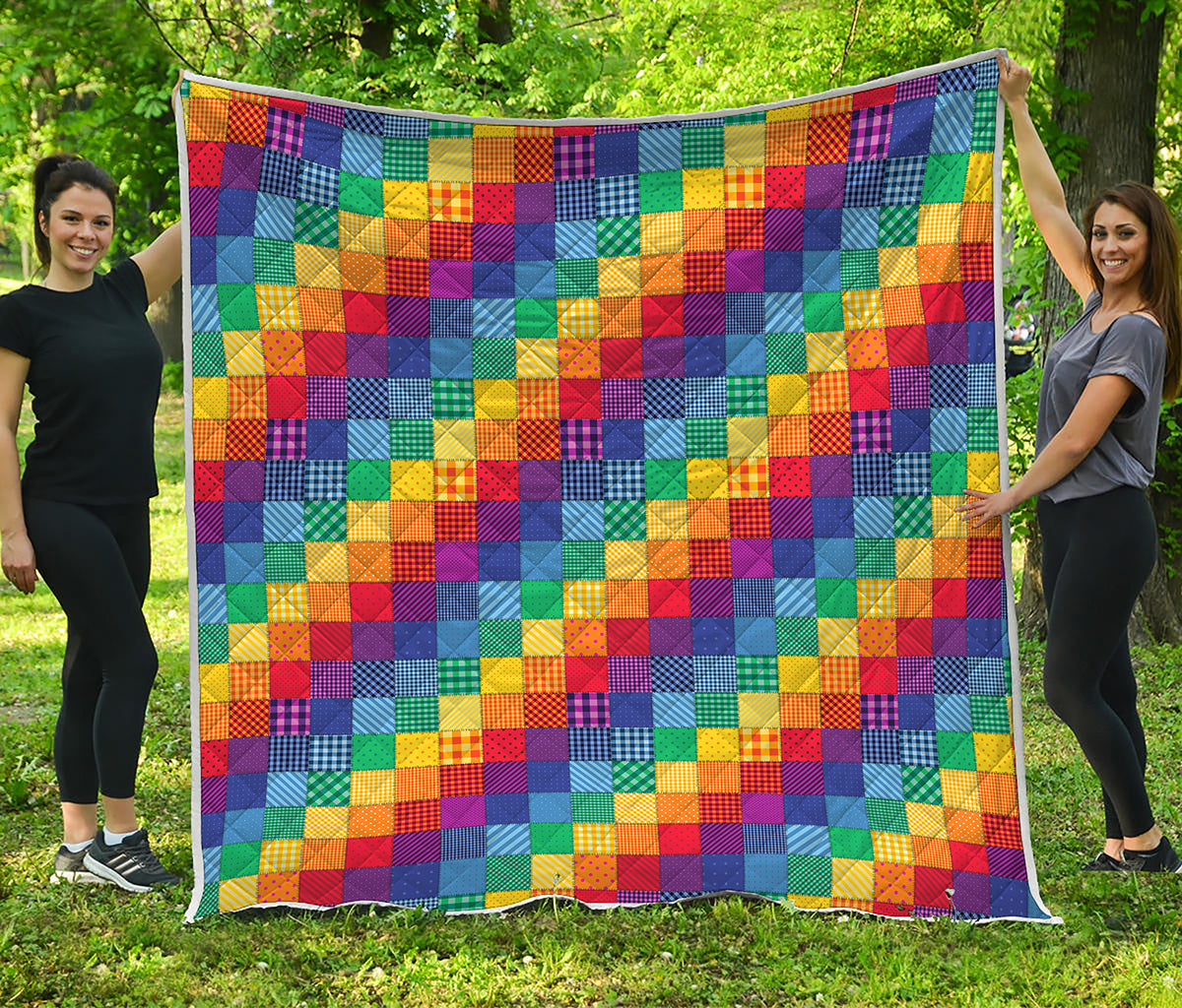 Rainbow Patchwork Pattern Print Quilt