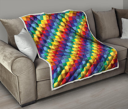 Rainbow Patchwork Pattern Print Quilt