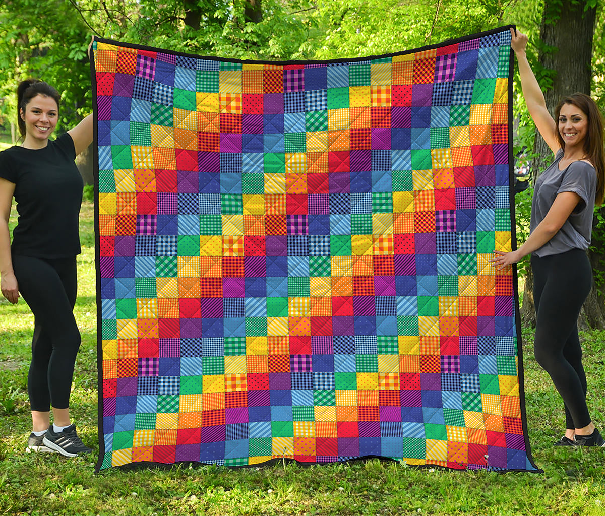 Rainbow Patchwork Pattern Print Quilt