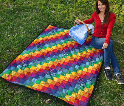 Rainbow Patchwork Pattern Print Quilt