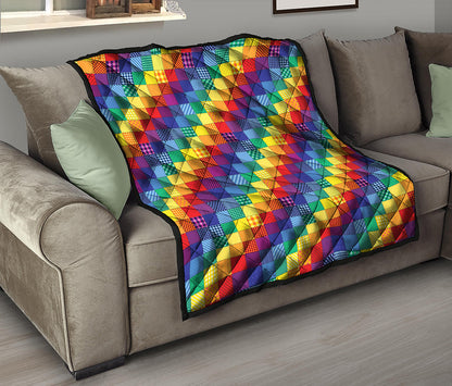Rainbow Patchwork Pattern Print Quilt