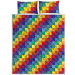 Rainbow Patchwork Pattern Print Quilt Bed Set