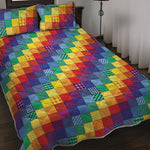 Rainbow Patchwork Pattern Print Quilt Bed Set