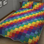 Rainbow Patchwork Pattern Print Quilt Bed Set