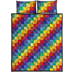 Rainbow Patchwork Pattern Print Quilt Bed Set