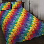 Rainbow Patchwork Pattern Print Quilt Bed Set