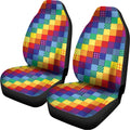 Rainbow Patchwork Pattern Print Universal Fit Car Seat Covers