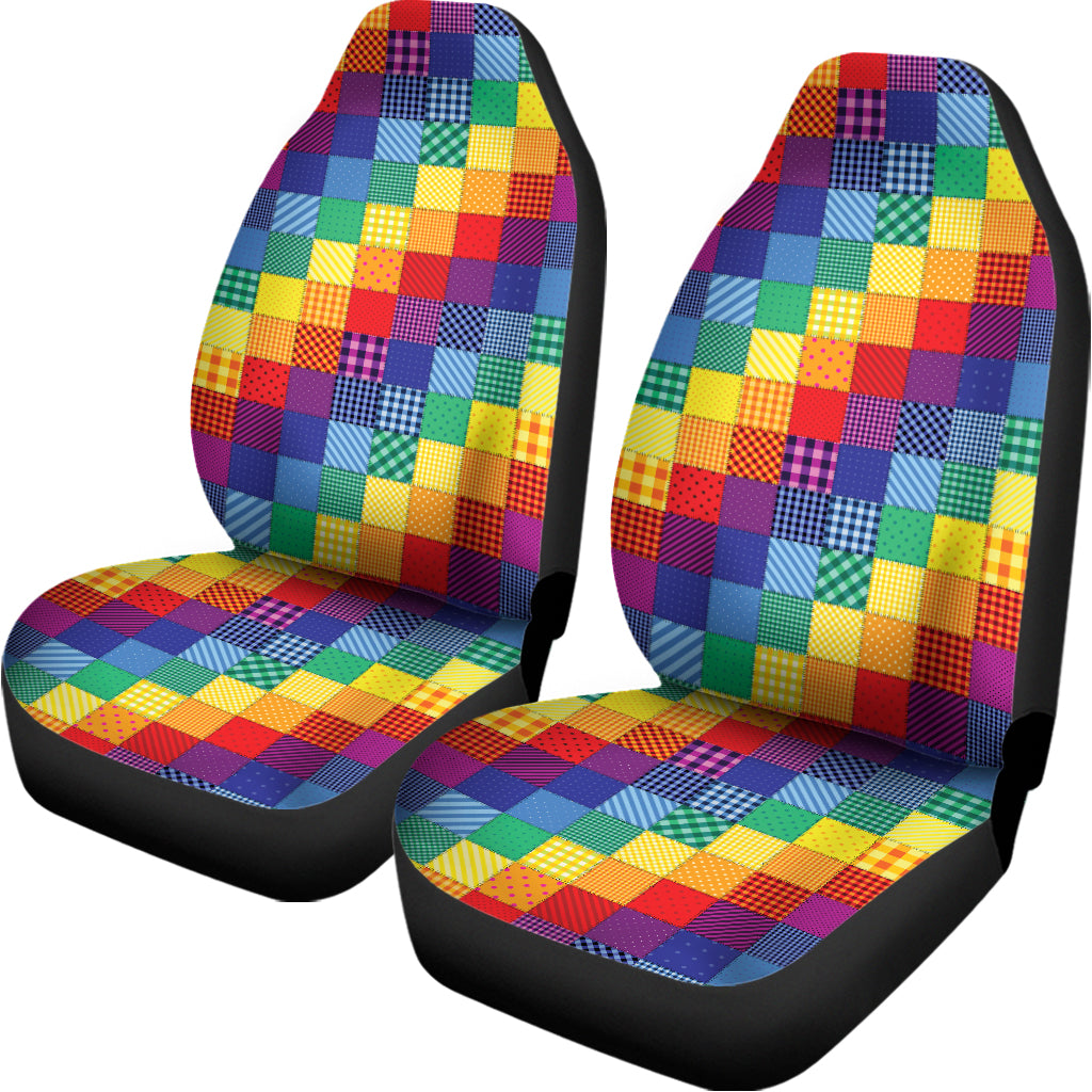 Rainbow Patchwork Pattern Print Universal Fit Car Seat Covers