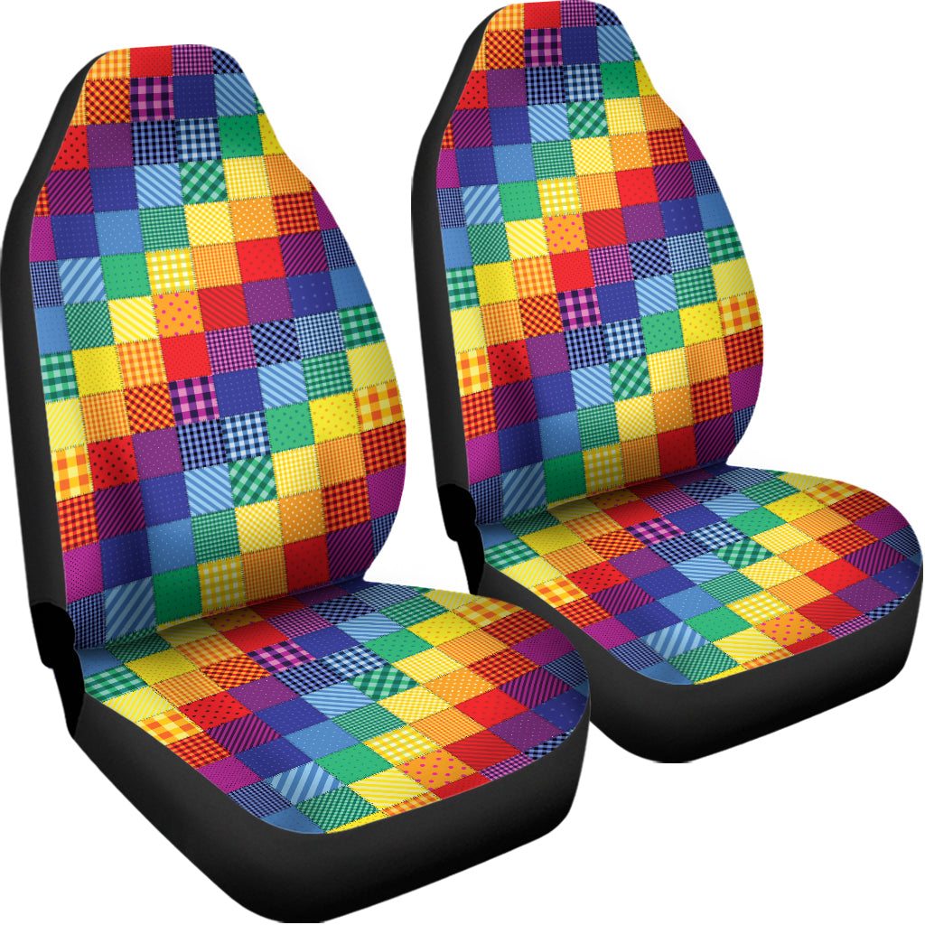 Rainbow Patchwork Pattern Print Universal Fit Car Seat Covers