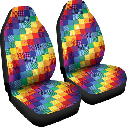 Rainbow Patchwork Pattern Print Universal Fit Car Seat Covers