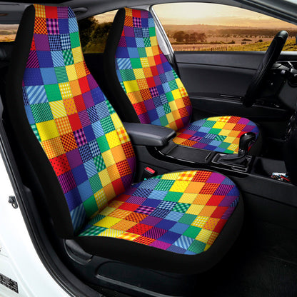 Rainbow Patchwork Pattern Print Universal Fit Car Seat Covers