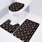 Rainbow Pineapple And Flamingo Print 3 Piece Bath Mat Set