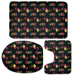 Rainbow Pineapple And Flamingo Print 3 Piece Bath Mat Set