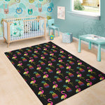 Rainbow Pineapple And Flamingo Print Area Rug
