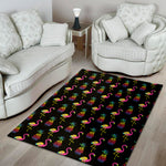 Rainbow Pineapple And Flamingo Print Area Rug