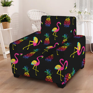 Rainbow Pineapple And Flamingo Print Armchair Slipcover