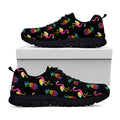Rainbow Pineapple And Flamingo Print Black Running Shoes