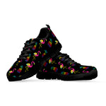 Rainbow Pineapple And Flamingo Print Black Sneakers