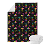 Rainbow Pineapple And Flamingo Print Blanket