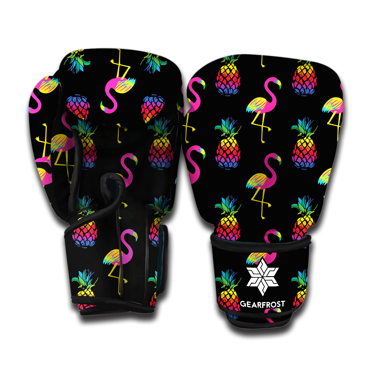 Rainbow Pineapple And Flamingo Print Boxing Gloves
