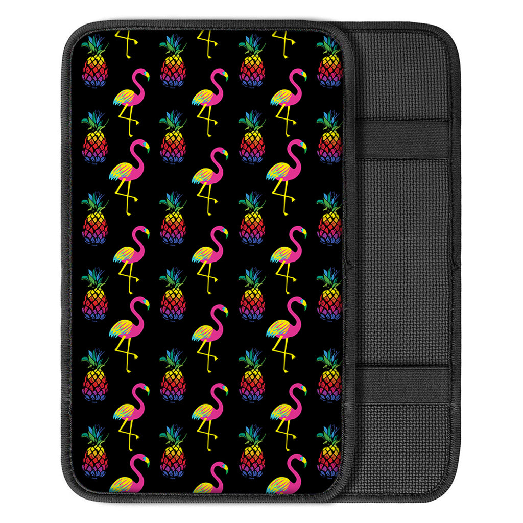 Rainbow Pineapple And Flamingo Print Car Center Console Cover