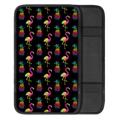 Rainbow Pineapple And Flamingo Print Car Center Console Cover